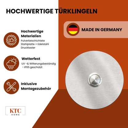 Klingelplatte | Edelstahl gebürstet | rund