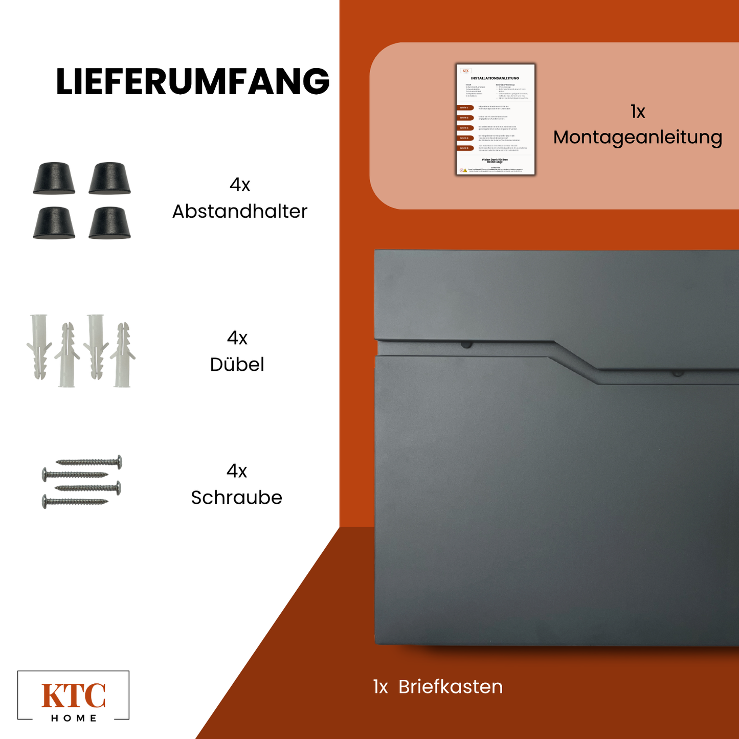 Premiun Briefkasten Postlux 4.0 Anthrazit und Schwarz