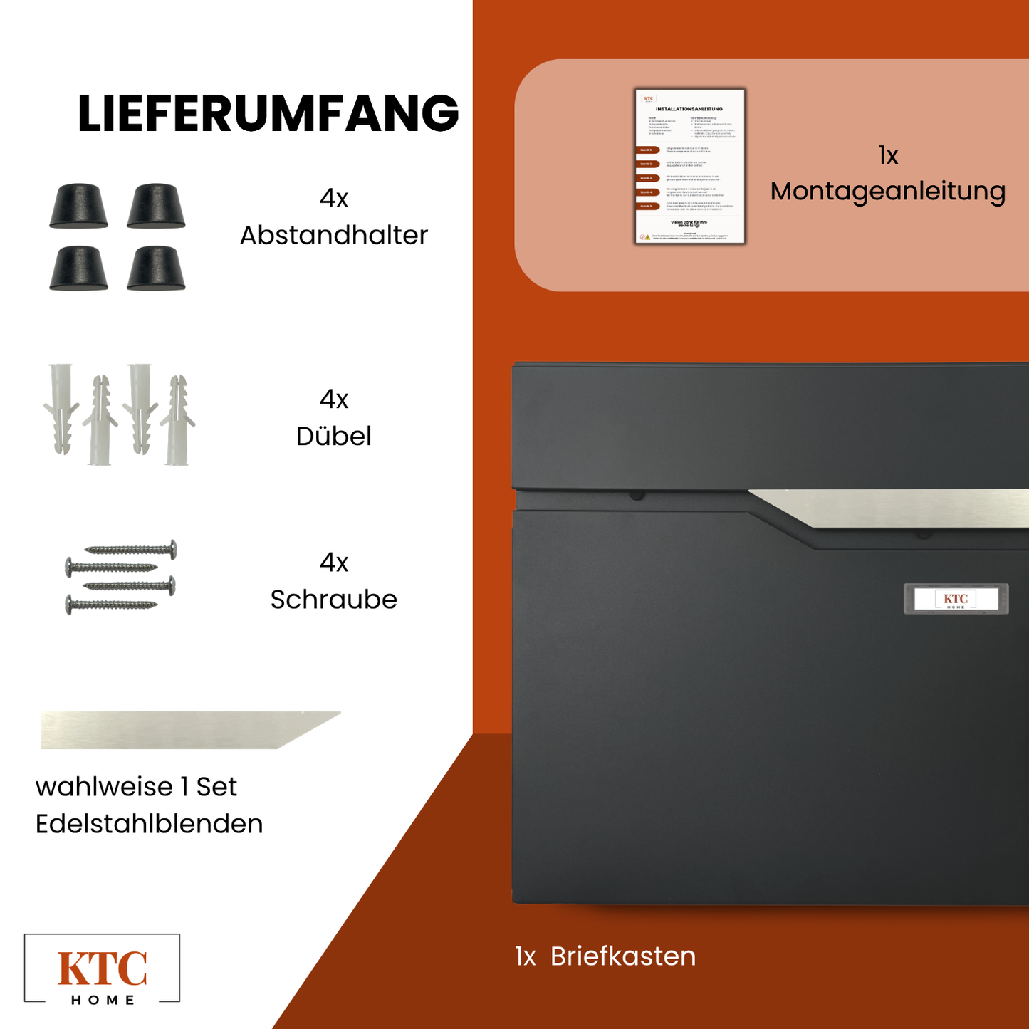 Briefkasten Postlux 4.0 | mit Edelstahlblende