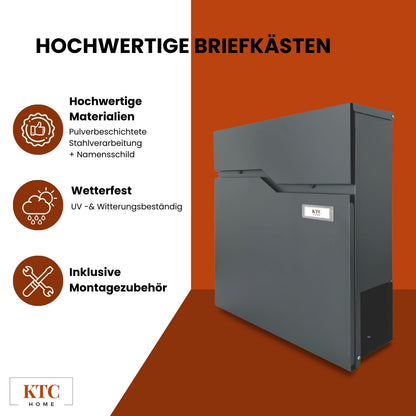 Premium Briefkasten Postlux 4.0 Anthrazit - mit Namensschild
