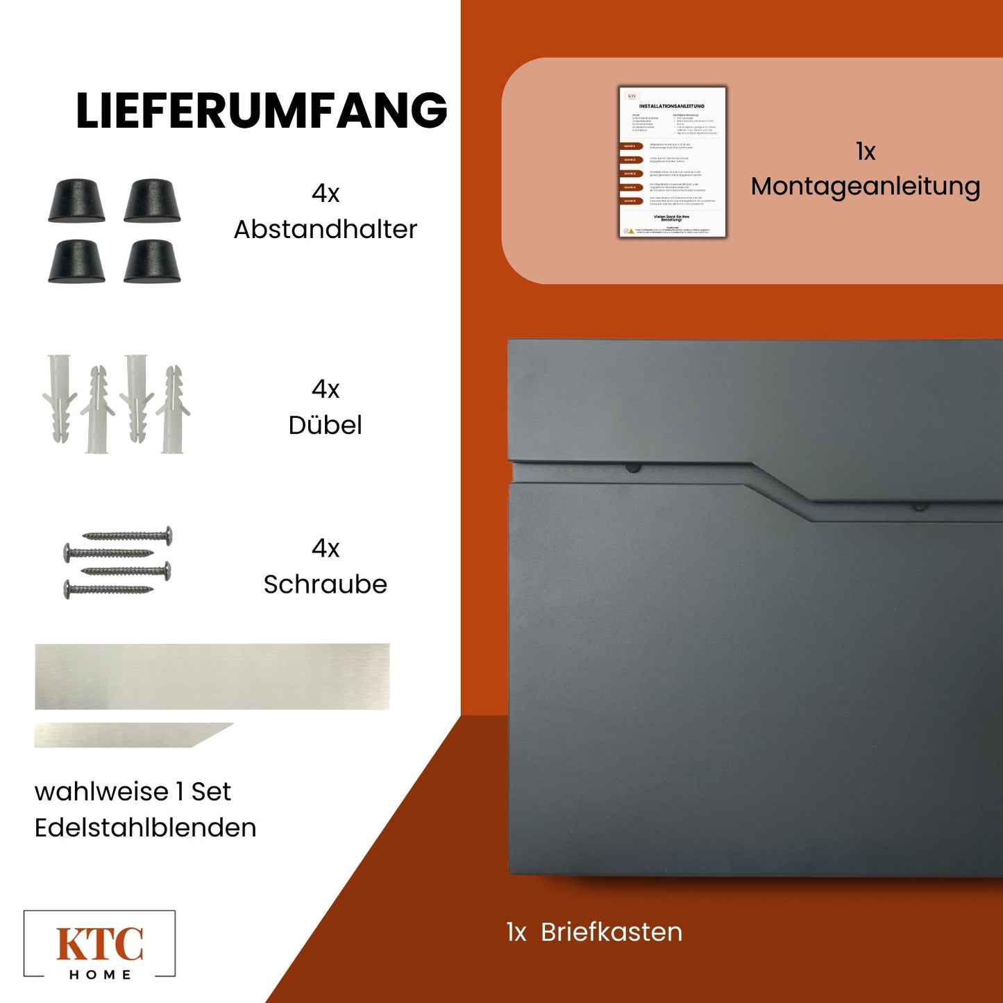 Briefkasten Postlux 4.0 | mit zweifacher Edelstahlblende