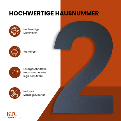 Hausnummer | pulverbeschichteter Stahl | Arial | Höhe 20cm