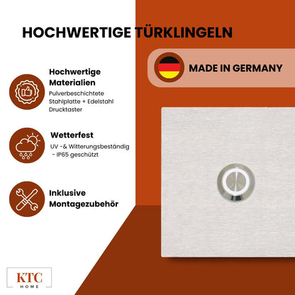 Klingelschild | Edelstahl gebürstet | quadratisch
