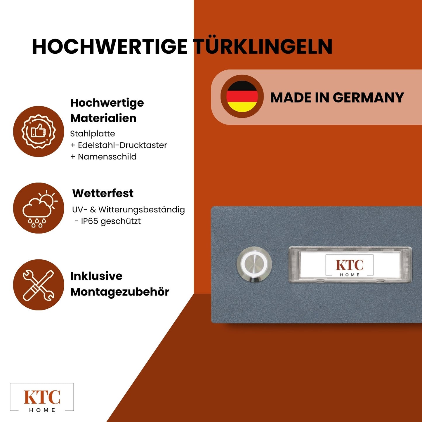 Türklingel Aufputz | Anthrazit | austauschbare Namensschilder