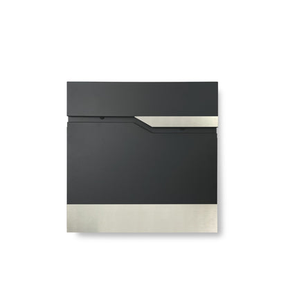 Premium Briefkasten Postlux 4.0 Schwarz - mit Edelstahlblende